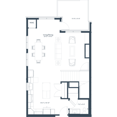 Floor plan for 2 beds, 2.5 baths, 1761 sqft